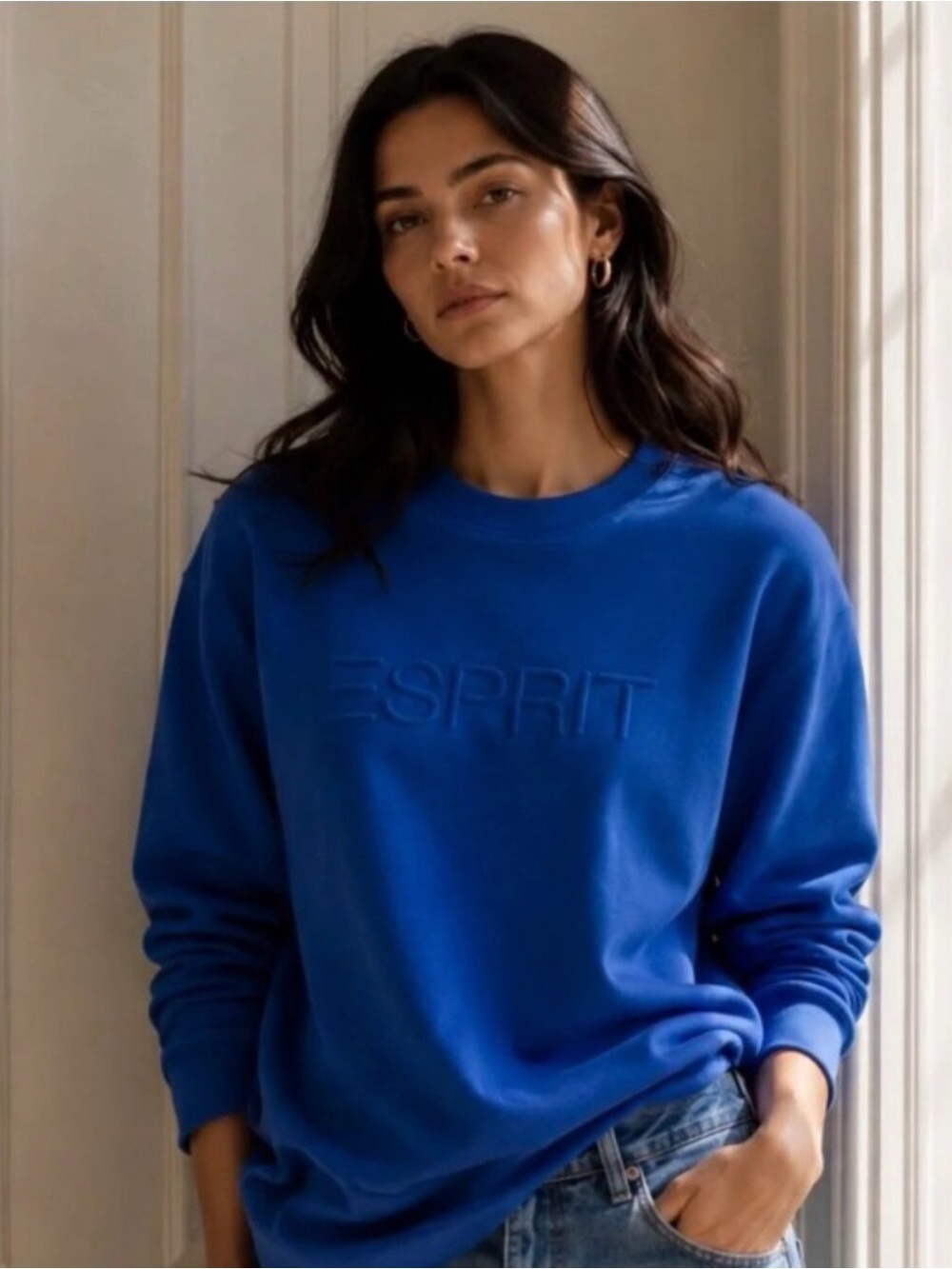 Esprit Royal Blue Embossed Logo Sweatshirt